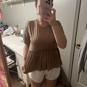 oversized brown peplum top